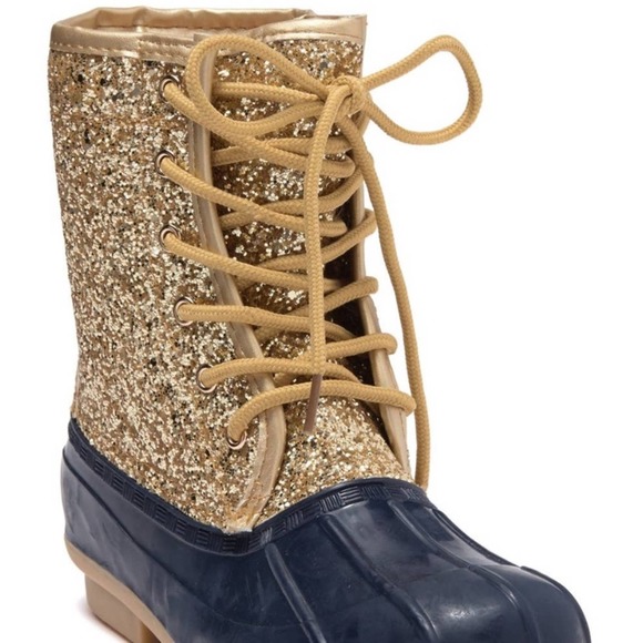 •FINAL SALE•NWT Sugar Gold Glitter Duck Boots - Picture 2 of 4